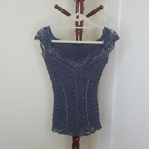 Blue lace stretchy top